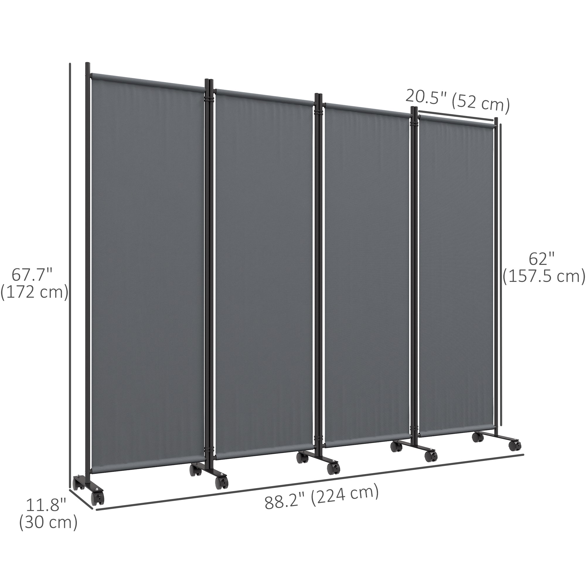 Folding Room Divider with Castor Wheels, Rolling Privacy Screen for Patio Backyard Pool Hot Tub, 5.6ft Tall Side Awnings at Gallery Canada