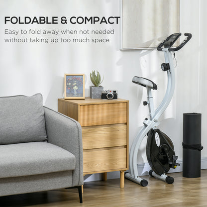 Foldable &; Quiet Exercise Bike with 8-Level Magnetic Resistance, Pulse Sensor, Wheels and LCD Monitor, Black Exercise & Stationary Bikes   at Gallery Canada