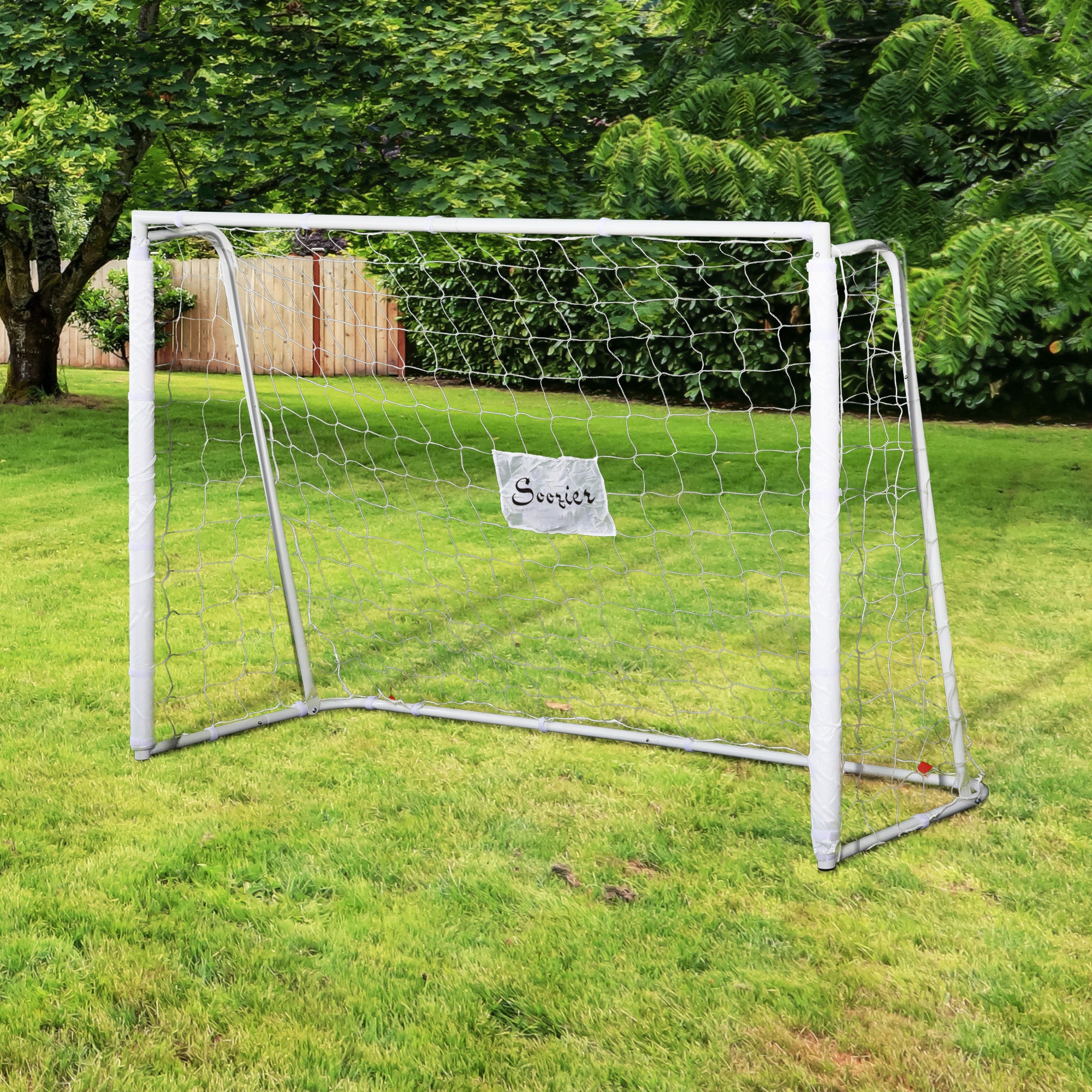 6ft x 4ft Soccer Goal Net with Metal Frame, PE Mesh, Ground Stakes, Easy Assembly, White Football at Gallery Canada