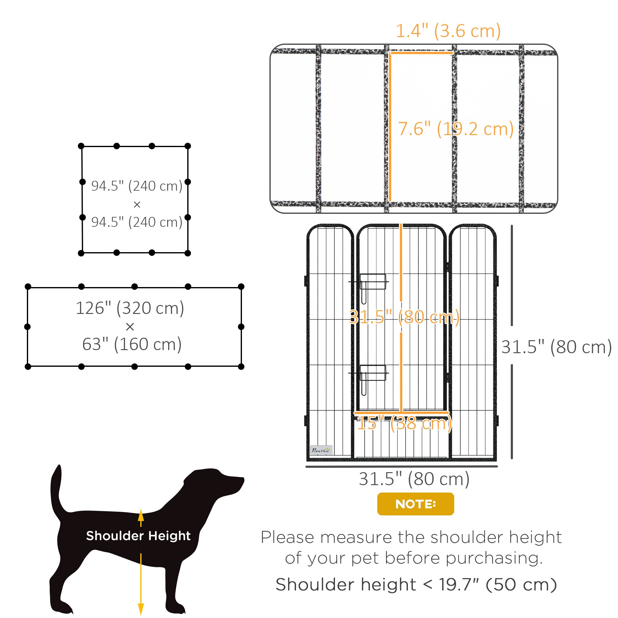 Dog Pen with Gate, 12 Panels Puppy Playpen, Dog Fence, 39