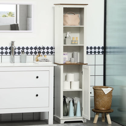 Bathroom Cabinet, Tall Storage Cabinet with Door and Adjustable Shelves, 15.6" x 11.8" x 63", White Bathroom Cabinets   at Gallery Canada