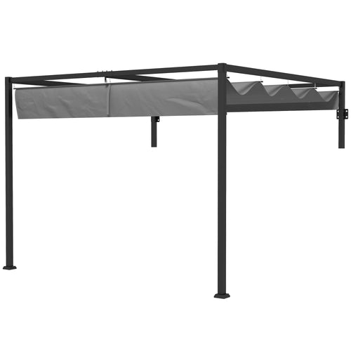 10' x 10' Pergola on Deck Metal Retractable Roof Pergola for Grill, Garden, Patio, Deck