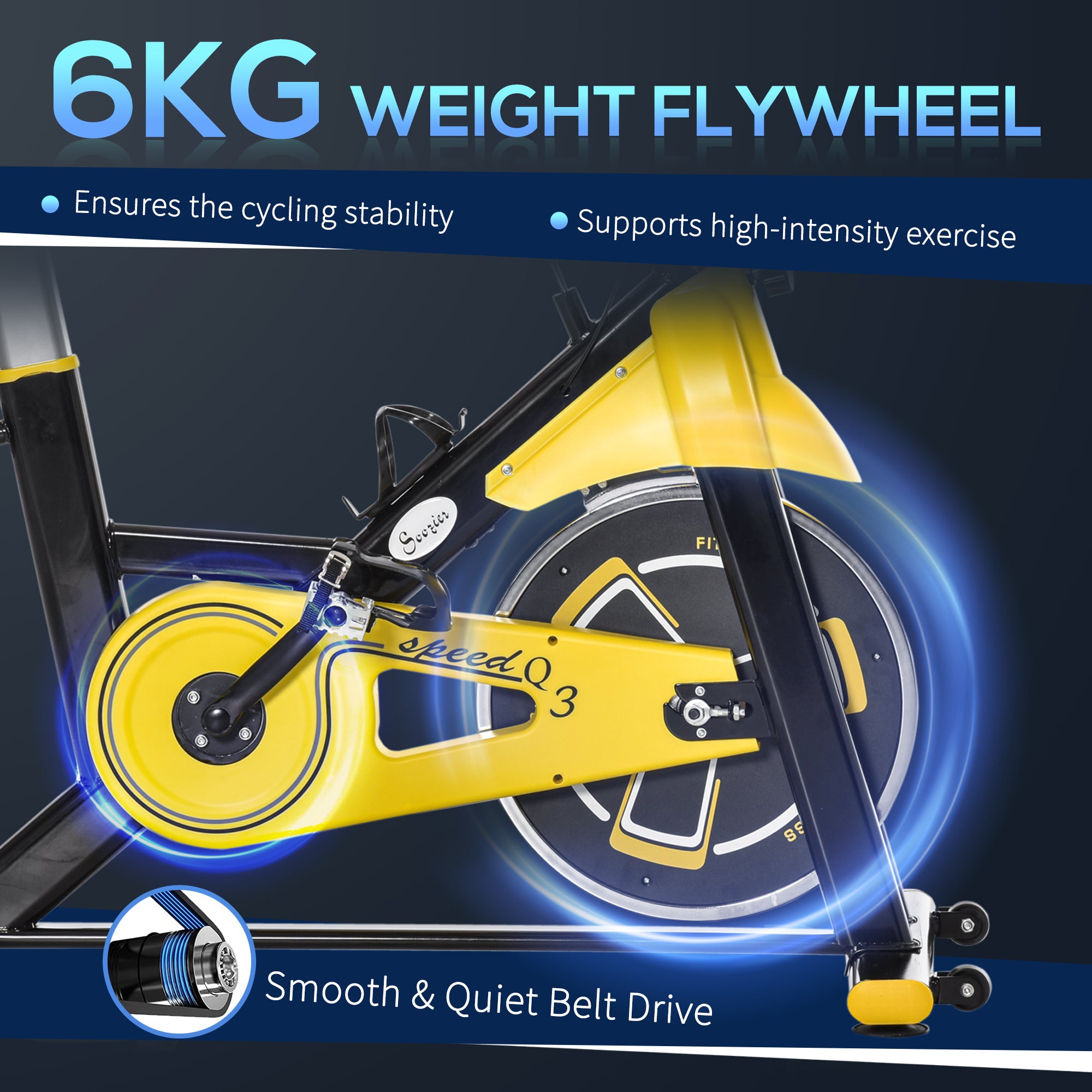 Stationary Exercise Bike, Indoor Cardio Workout Cycling Bike with Belt Drive Adjustable Resistance, Seat, Handlebar w/ LCD Display for Home Gym Exercise & Stationary Bikes at Gallery Canada