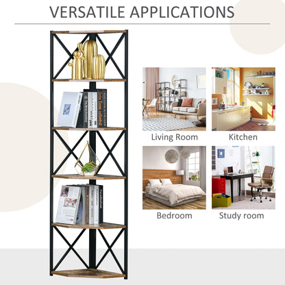 5 Tier Corner Shelf Tall Bookcase Storage Display Rack Organizer for Home Office Display Bookshelves   at Gallery Canada