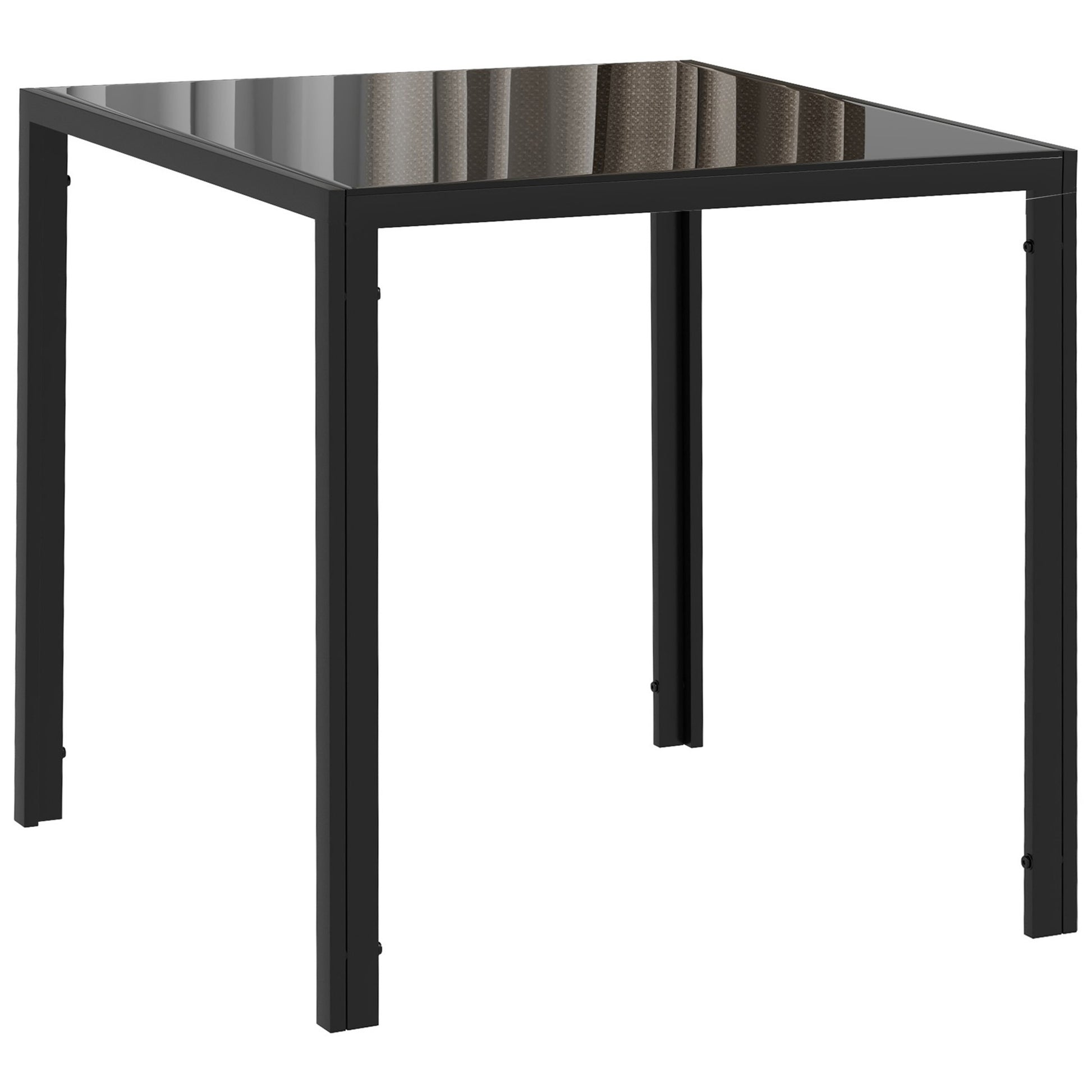 Square Kitchen Table for 2-4 People, Dining Table with Glass Top and Steel Legs for Dining Room, Black Dining Tables   at Gallery Canada