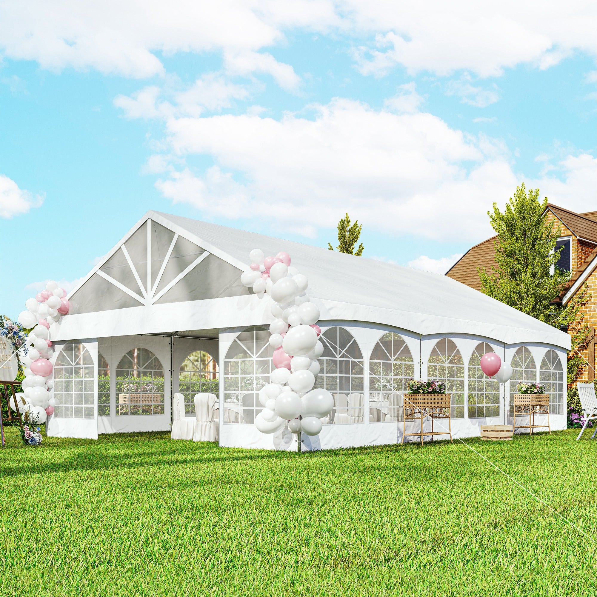 20' x 30' Heavy Duty Party Tent, Galvanized Outdoor Canopy Event Tent with Removable Window Sidewalls and Carry Bags Gazebos at Gallery Canada