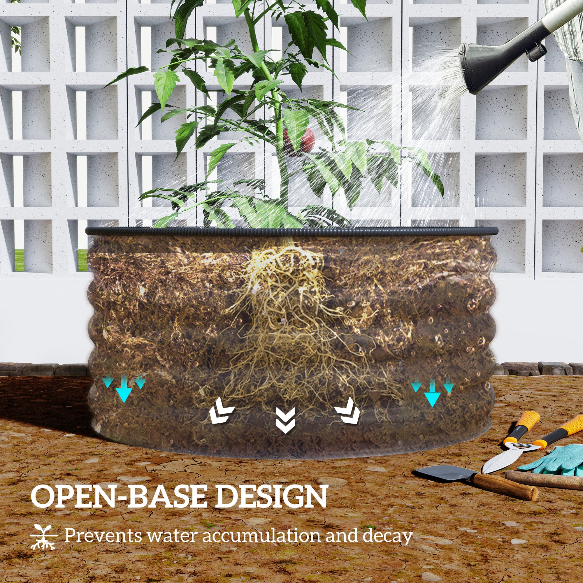 Galvanized Raised Flower Bed, 3 x 3 x 1.5 ft Outdoor Metal Raised Bed with Safety Edging and Gloves, Dark Grey Raised Garden Beds at Gallery Canada