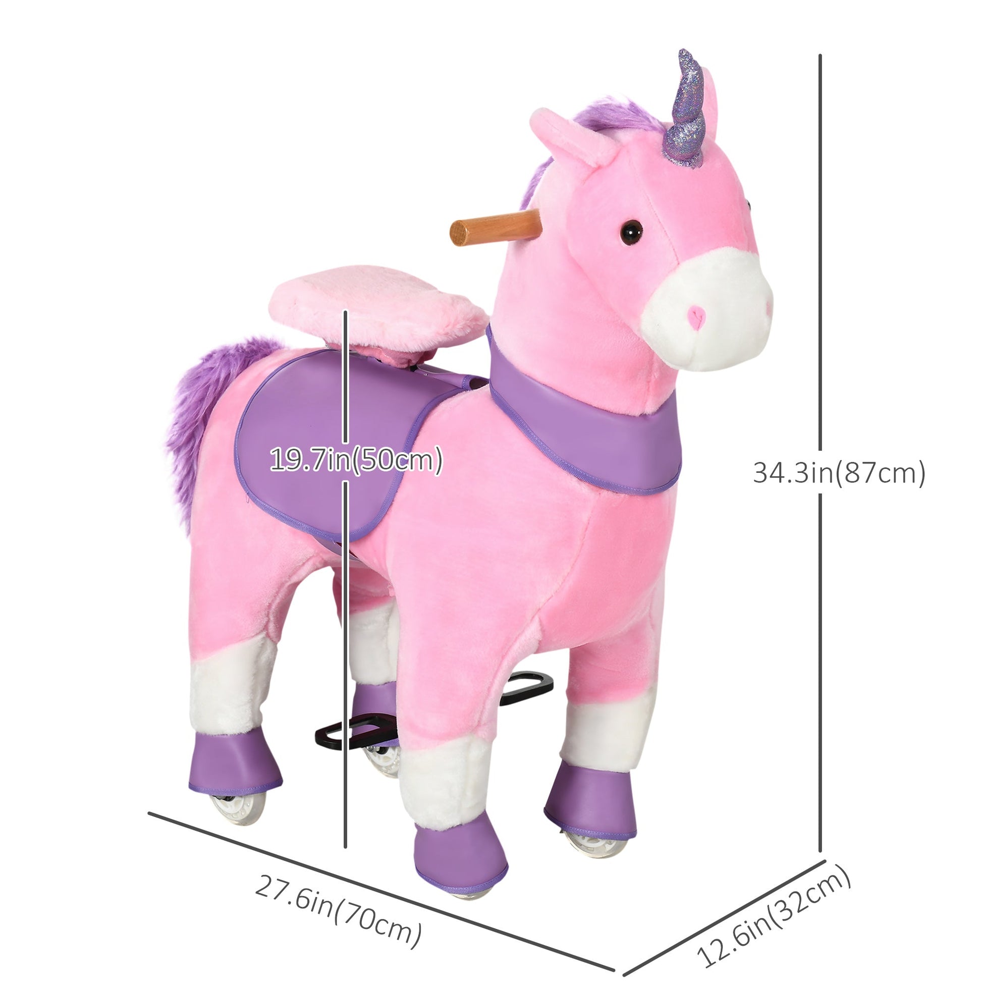 Ride On Unicorn Walking Horse Mechanical Pony Toy with Wheels Gift for 3-6 Years Girls Boys Pink Rocking Horses   at Gallery Canada