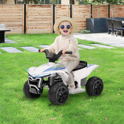 Kids ATV, 6V Battery Powered Electric Vehicle with Headlights, Forward/Reverse Switch for 18-36 Months, White Electric Ride On Toys   at Gallery Canada