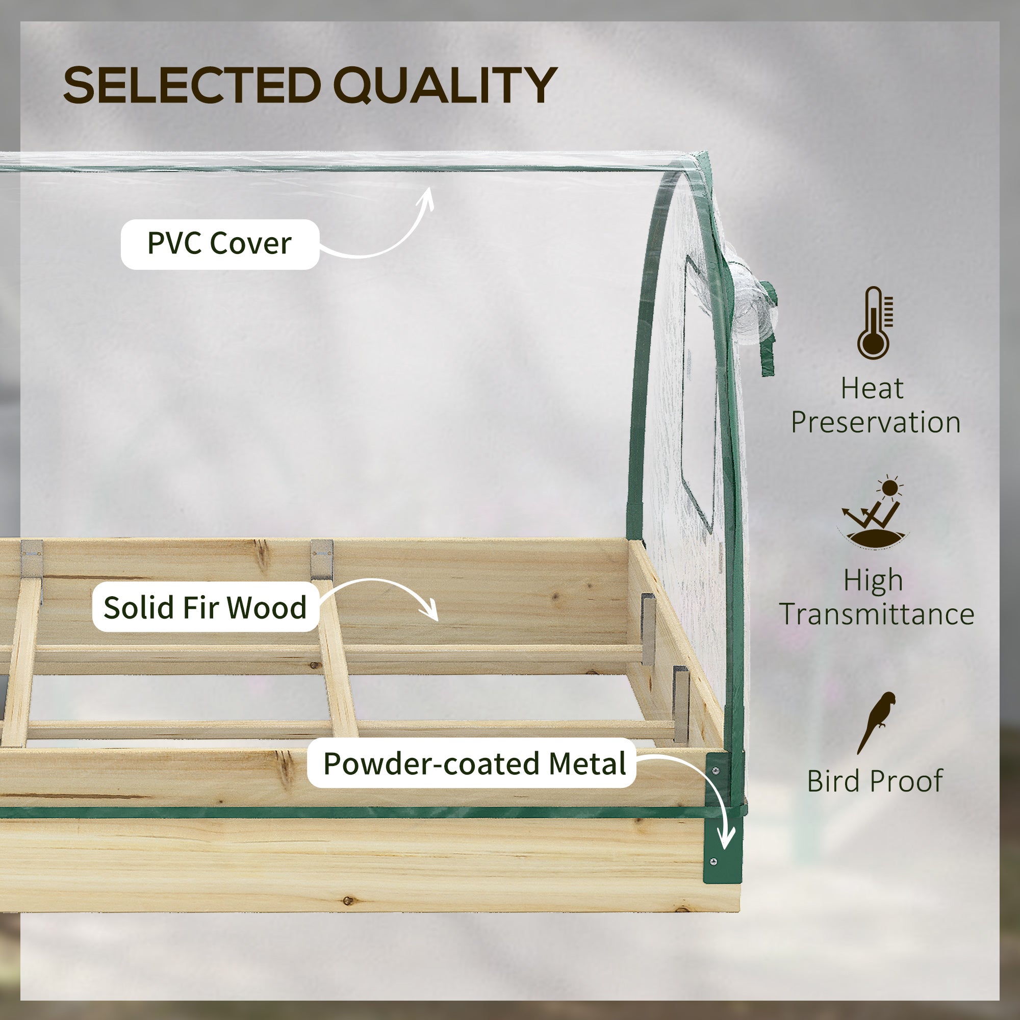12 Pockets Raised Garden Bed with Greenhouse and Roll Up Windows for Vegetables, Flowers, 4' x 3' x 2', Natural Wood Raised Garden Beds at Gallery Canada