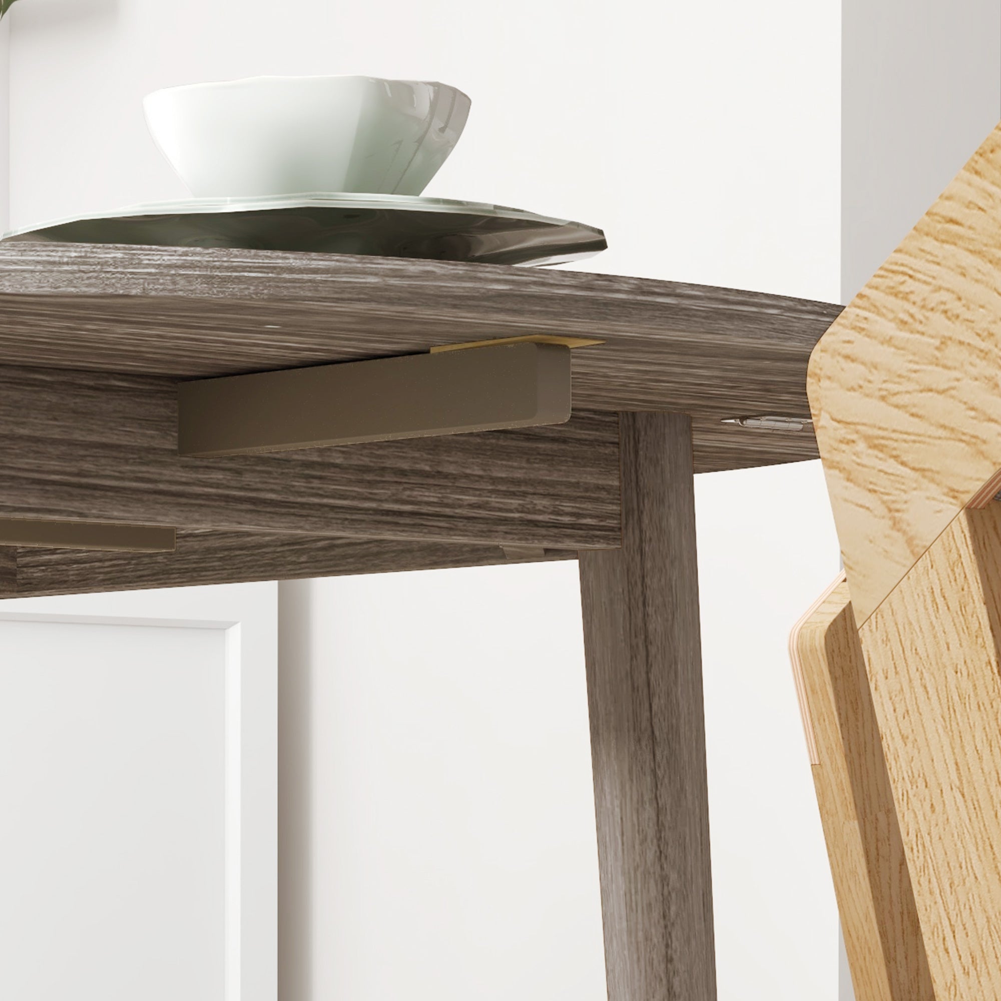 Folding Dining Table, Round Drop Leaf Kitchen Table for Small Spaces with Wood Legs, Distressed Grey Bar Tables & Dining Tables at Gallery Canada