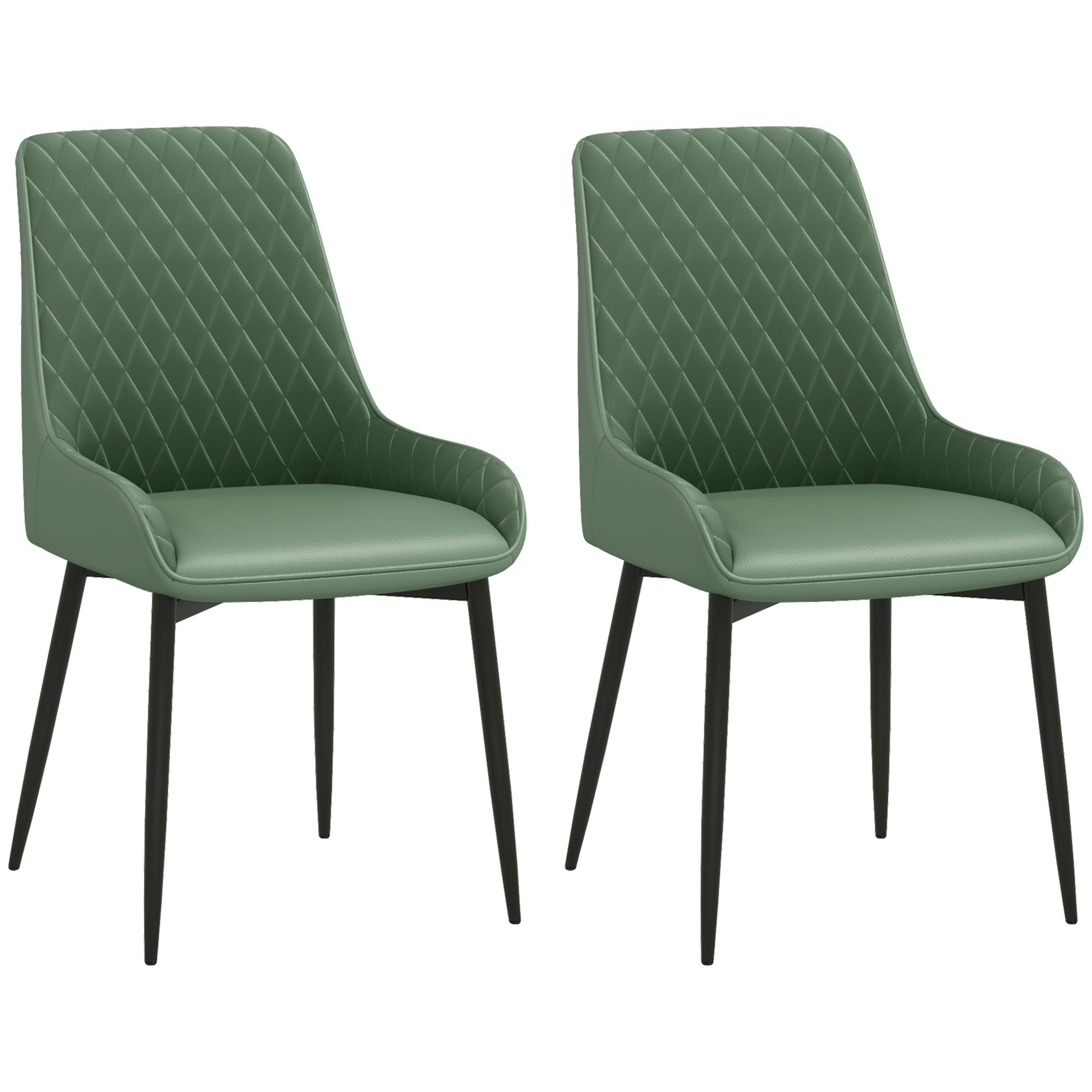 Modern Dining Chairs Set of 2, PU Leather Kitchen Chairs with Metal Legs for Dining Room, Living Room, Green Dining Chairs   at Gallery Canada