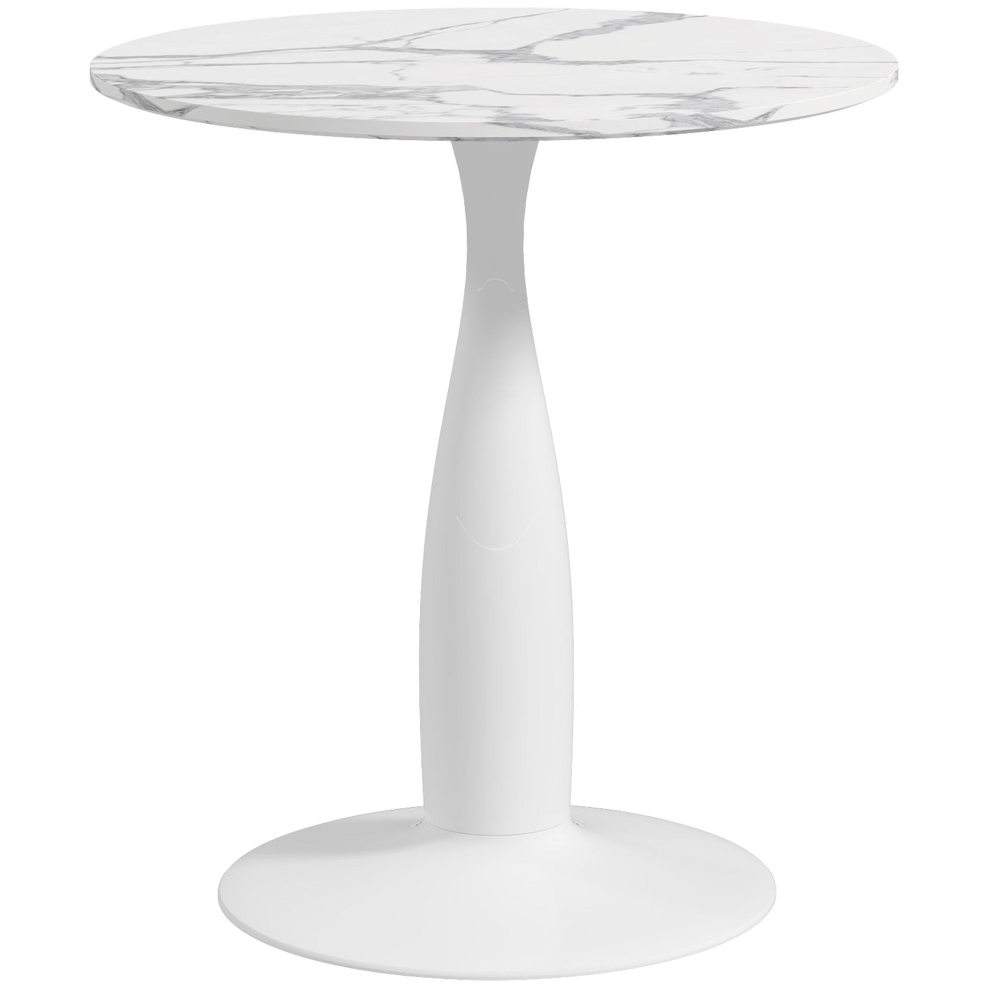 Round Dining Table, Modern Dining Room Table with Faux Marbled Top, Steel Base, Space Saving Small Kitchen Table, White Bar Tables & Dining Tables White  at Gallery Canada