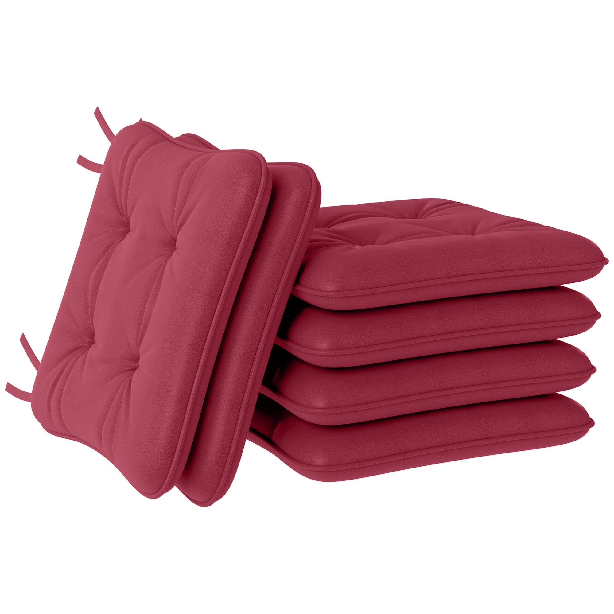 6-Piece Seat Cushion Replacement, Outdoor Patio Chair Cushions Set with Ties, Button Tufted, Wine Red Patio Chair Cushions at Gallery Canada