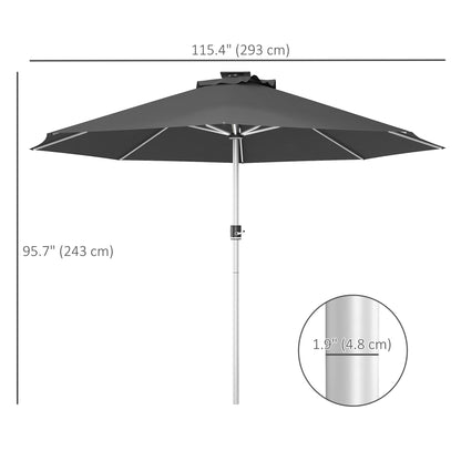 LED Patio Umbrella, Lighted Deck Umbrella with 4 Lighting Modes, Solar &; USB Charging, Charcoal Grey Sun Umbrellas   at Gallery Canada