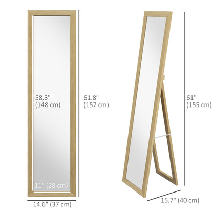 15" x 62" Full Length Mirror for Bedroom, Free Standing Dressing Mirror, Wall Mirror for Living Room, Oak Full Length Mirrors   at Gallery Canada