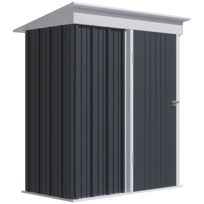 Outdoor Storage Shed, Steel Lean-to Shed with Adjustable Shelf, Lock, Gloves, 5'x3'x6', Dark Grey Sheds   at Gallery Canada