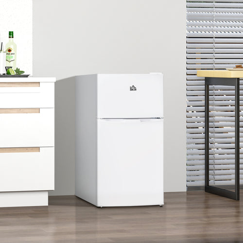 3.2 Cu Ft Compact Refrigerator, Mini Fridge with Freezer, Adjustable Shelves and Reversible Doors for Bedroom, White