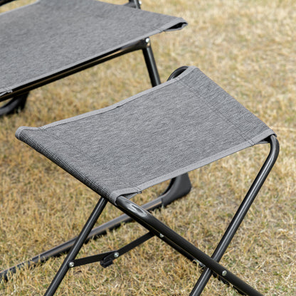 Patio Lounge Chair Outdoor Lounger Recliner Folding Camping Chair with Footrest and Storage Pocket, Black Grey Lounger Chairs   at Gallery Canada