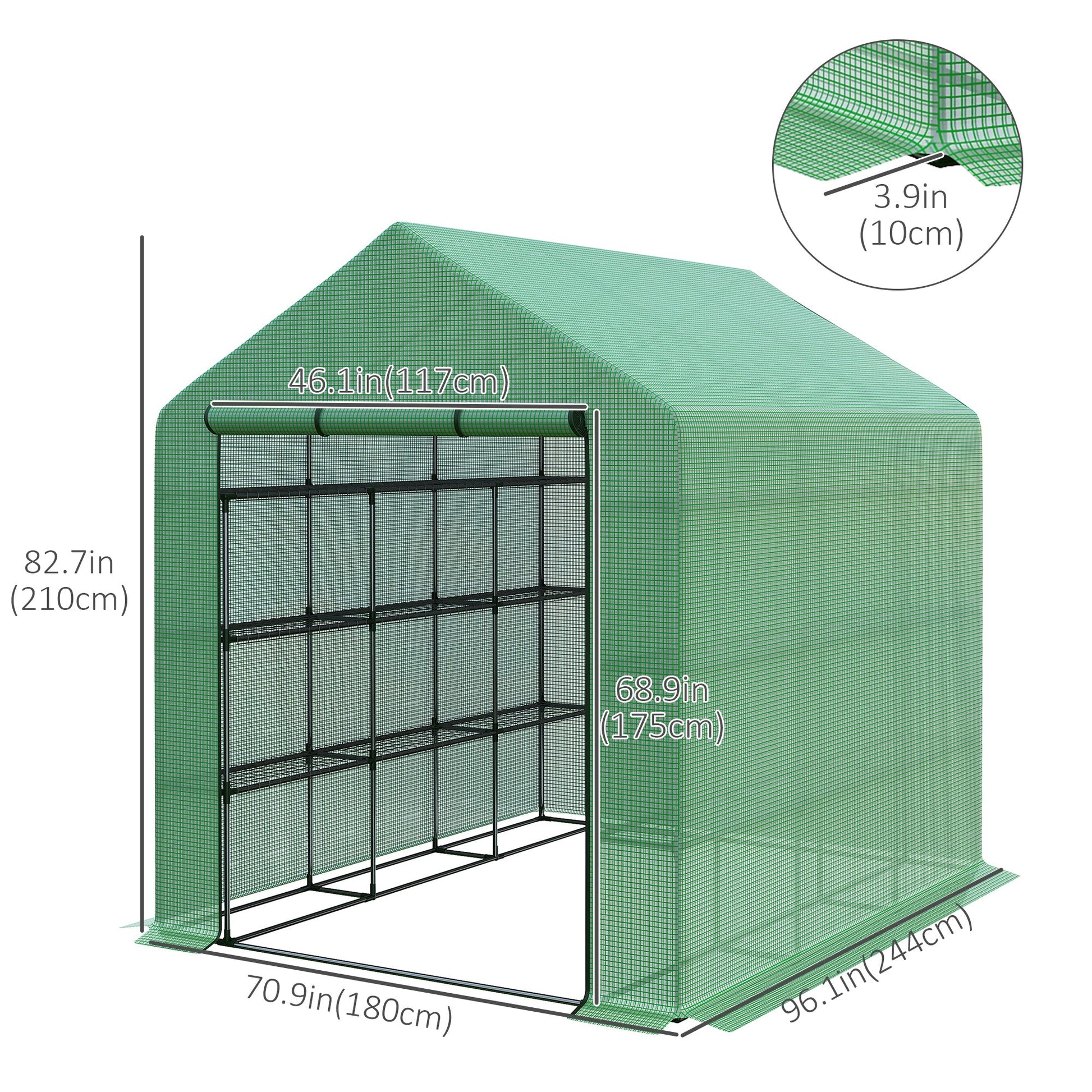 8' x 6' x 7' Portable Walk-In Greenhouse Hot House with 18 Shelves, Water/UV Resistant Weather Cover, &; Roll Up Door Walk In Greenhouses   at Gallery Canada