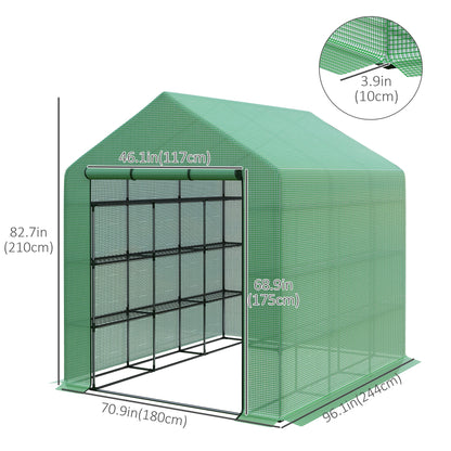 8' x 6' x 7' Portable Walk-In Greenhouse Hot House with 18 Shelves, Water/UV Resistant Weather Cover, &; Roll Up Door Walk In Greenhouses   at Gallery Canada