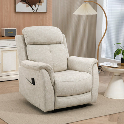 Manual Recliner Chair with Vibration Massage, Reclining Chair for Living Room with Side Pockets, Beige Single Sofas   at Gallery Canada