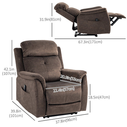 Manual Recliner Chair with Vibration Massage, Reclining Chair for Living Room with Side Pockets, Brown Single Sofas   at Gallery Canada