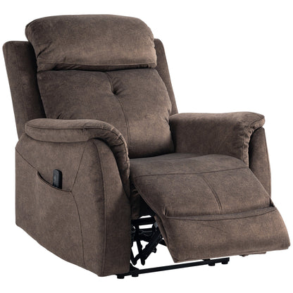 Manual Recliner Chair with Vibration Massage, Reclining Chair for Living Room with Side Pockets, Brown Single Sofas Dark Brown  at Gallery Canada