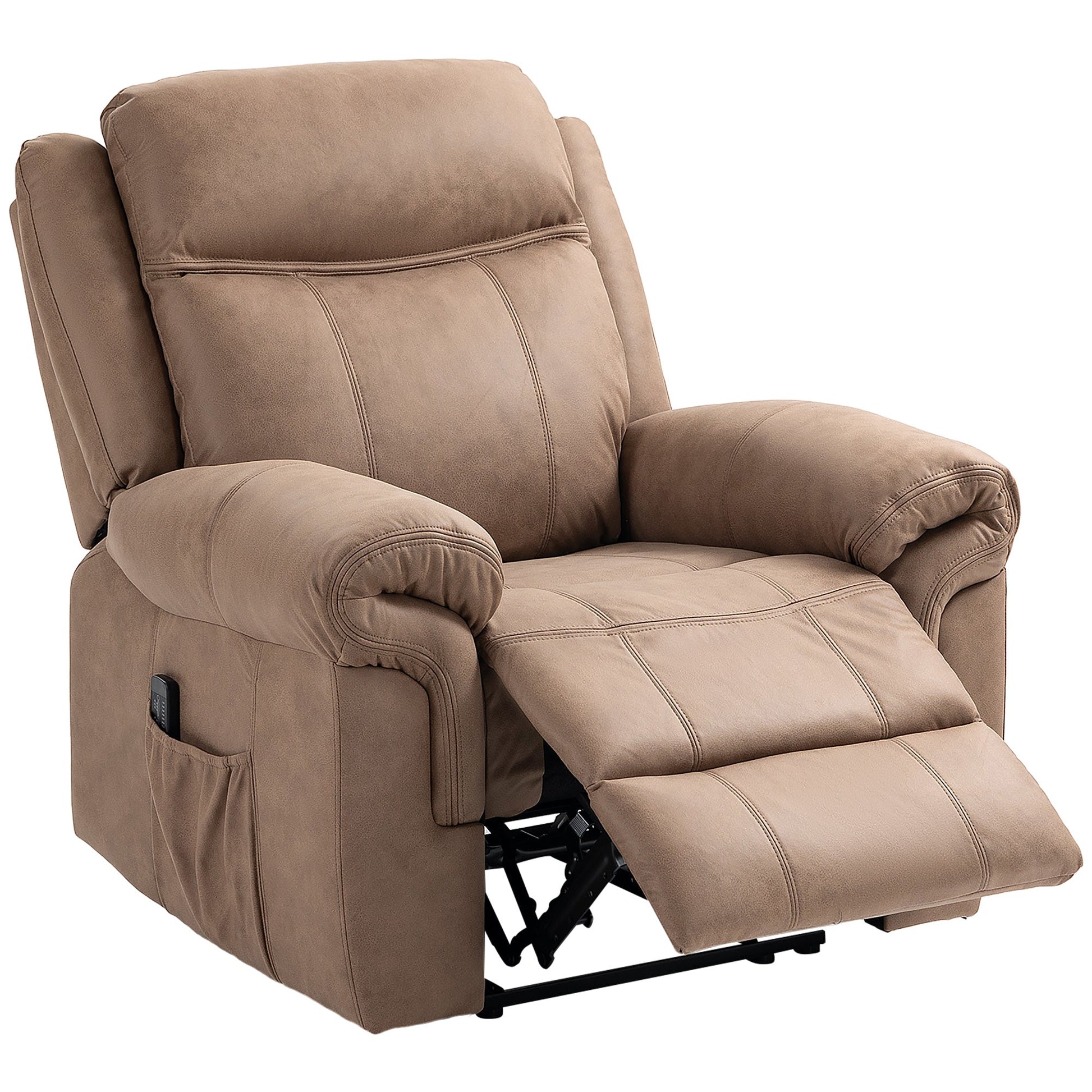 Manual Recliner Chair with Vibration Massage, Side Pockets, Microfibre Reclining Chair for Living Room, Brown Single Sofas Light Brown  at Gallery Canada