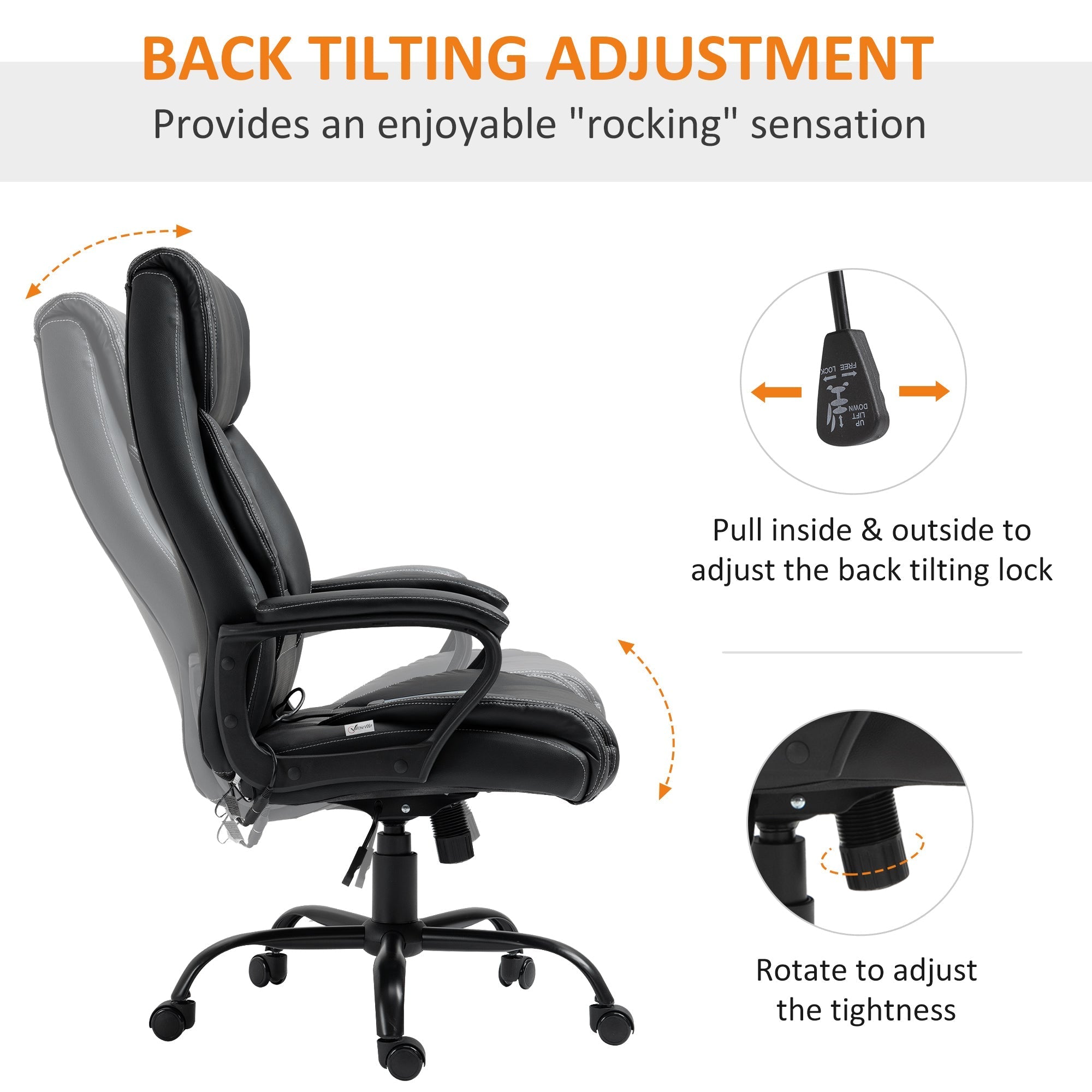 Massage Office Chair, High Back Executive Office Chair with 6-Point Vibration, Adjustable Height, Swivel Seat and Rocking Function, Black Massage Chairs   at Gallery Canada