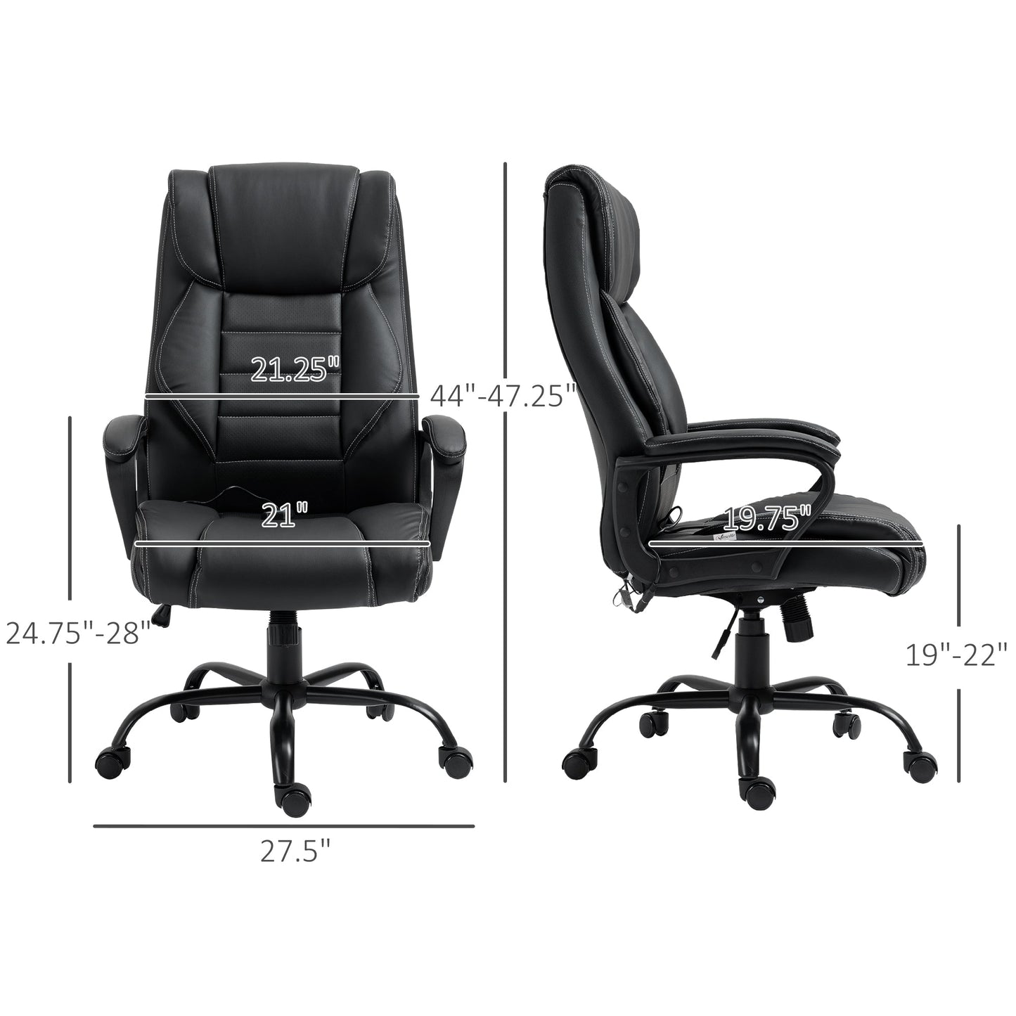 Massage Office Chair, High Back Executive Office Chair with 6-Point Vibration, Adjustable Height, Swivel Seat and Rocking Function, Black Massage Chairs   at Gallery Canada