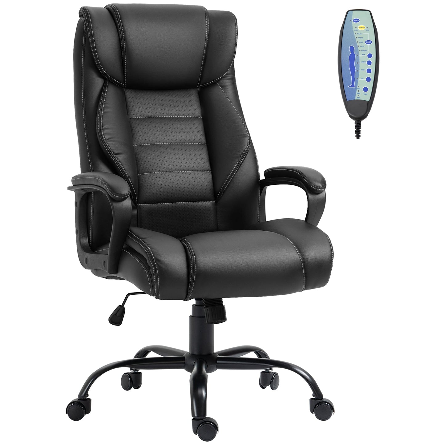 Massage Office Chair, High Back Executive Office Chair with 6-Point Vibration, Adjustable Height, Swivel Seat and Rocking Function, Black Massage Chairs Black  at Gallery Canada