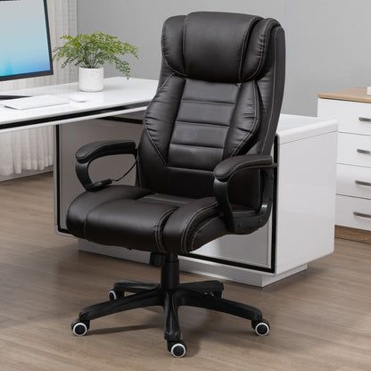 Massage Office Chair, High Back Executive Office Chair with 6-Point Vibration, Adjustable Height, Swivel Seat and Rocking Function, Brown Massage Chairs   at Gallery Canada