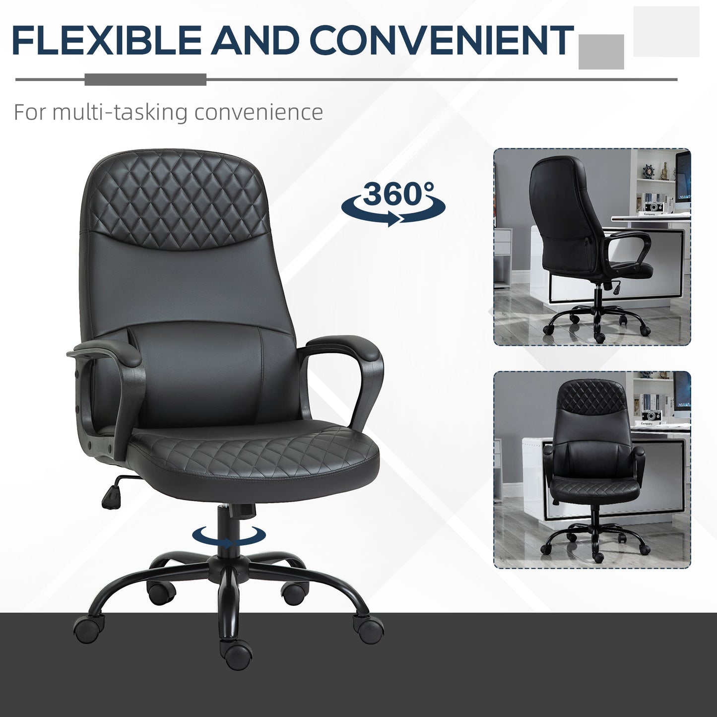 Massage Office Chair, PU Leather Swivel Chair with 2-Point Vibration Lumbar, USB Power and Adjustable Height, Black Massage Chairs   at Gallery Canada