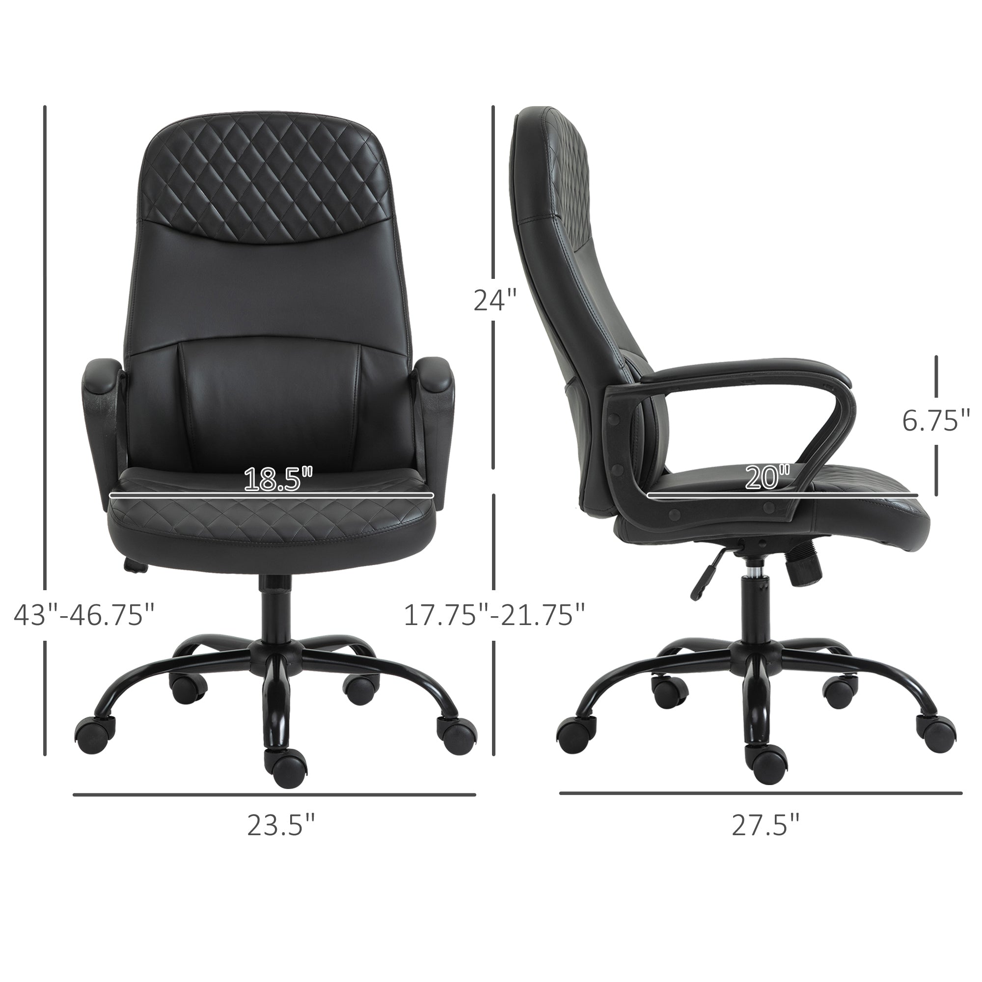 Massage Office Chair, PU Leather Swivel Chair with 2-Point Vibration Lumbar, USB Power and Adjustable Height, Black Massage Chairs   at Gallery Canada