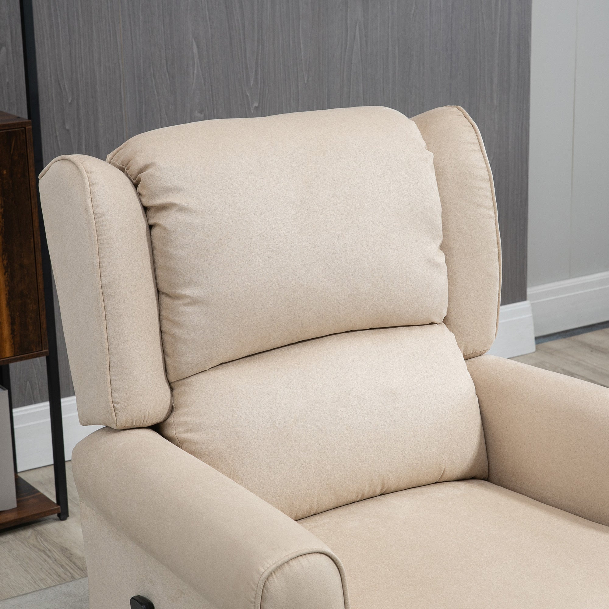 Wingback Massage Recliner Chair with Remote, Footrest, Side Pockets, Beige Single Sofas   at Gallery Canada