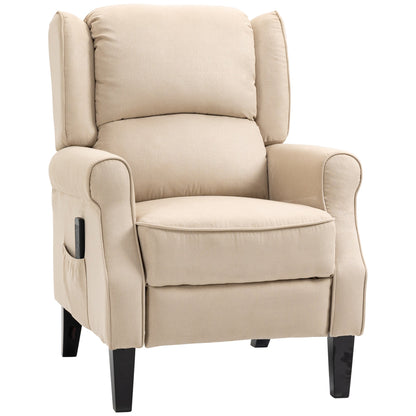 Wingback Massage Recliner Chair with Remote, Footrest, Side Pockets, Beige Single Sofas Beige  at Gallery Canada