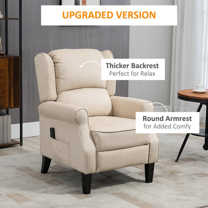 Wingback Massage Recliner Chair with Remote, Footrest, Side Pockets, Beige Single Sofas   at Gallery Canada