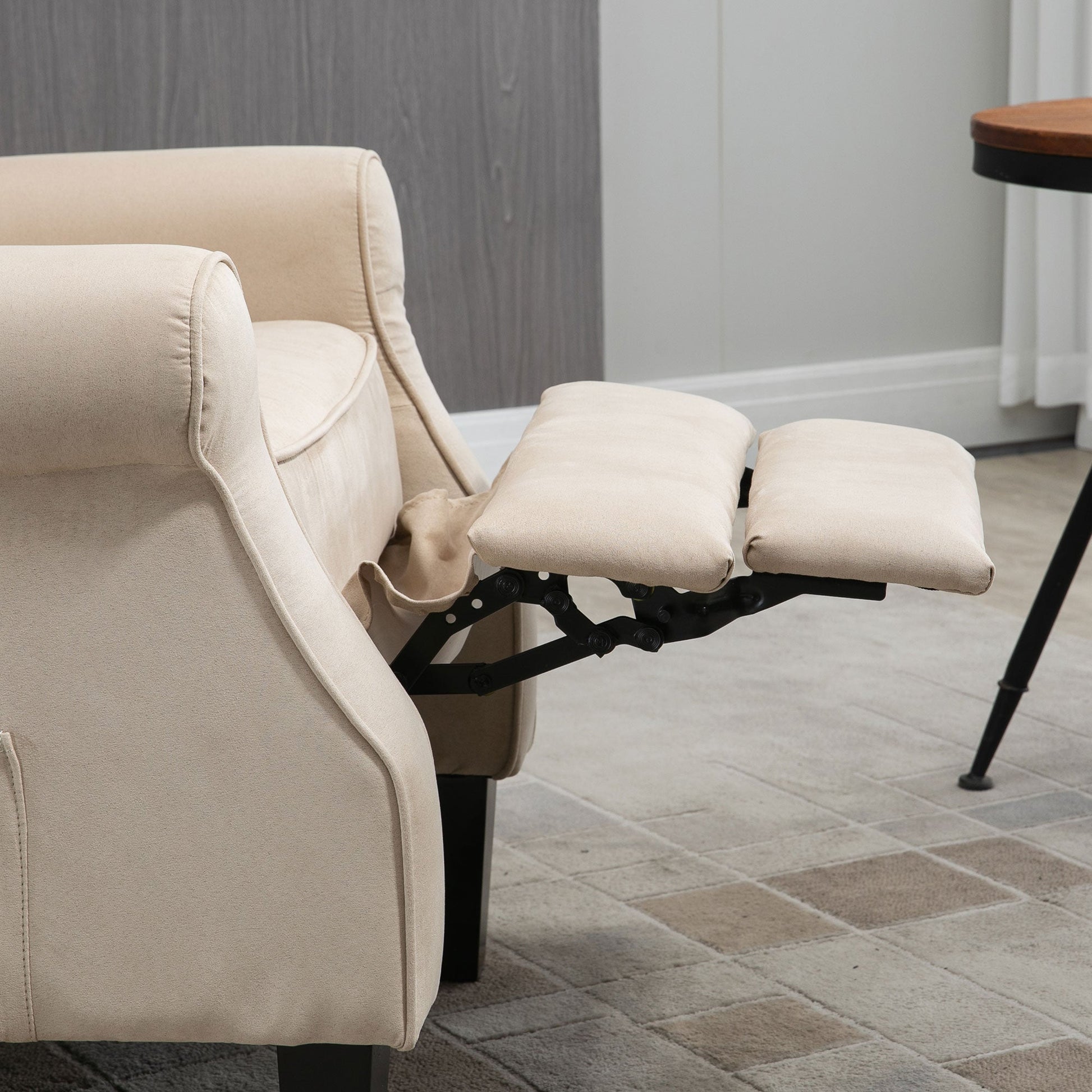 Wingback Massage Recliner Chair with Remote, Footrest, Side Pockets, Beige Single Sofas   at Gallery Canada