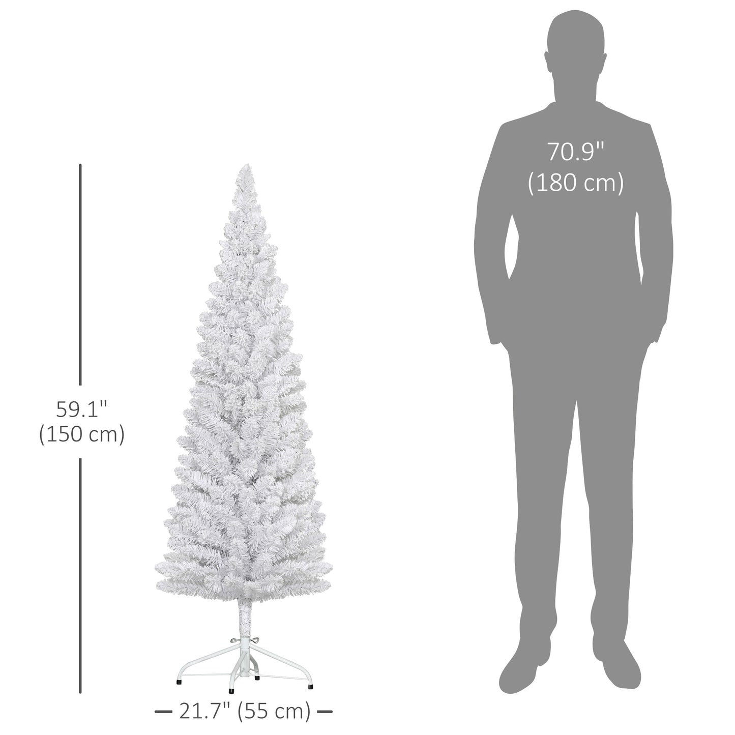 5ft White Christmas Tree, Flocked Pencil Christmas Tree with 246 Branch Tips and Metal Base for Home, Indoor, Holiday Pencil Christmas Trees   at Gallery Canada