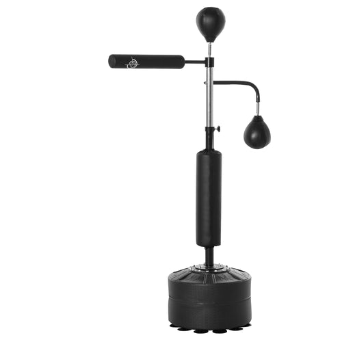 3-in-1 Free Standing Punching Bag, Height Adjustable Boxing Bag with 2 Speed Balls, 360° Reflex Bar, Black