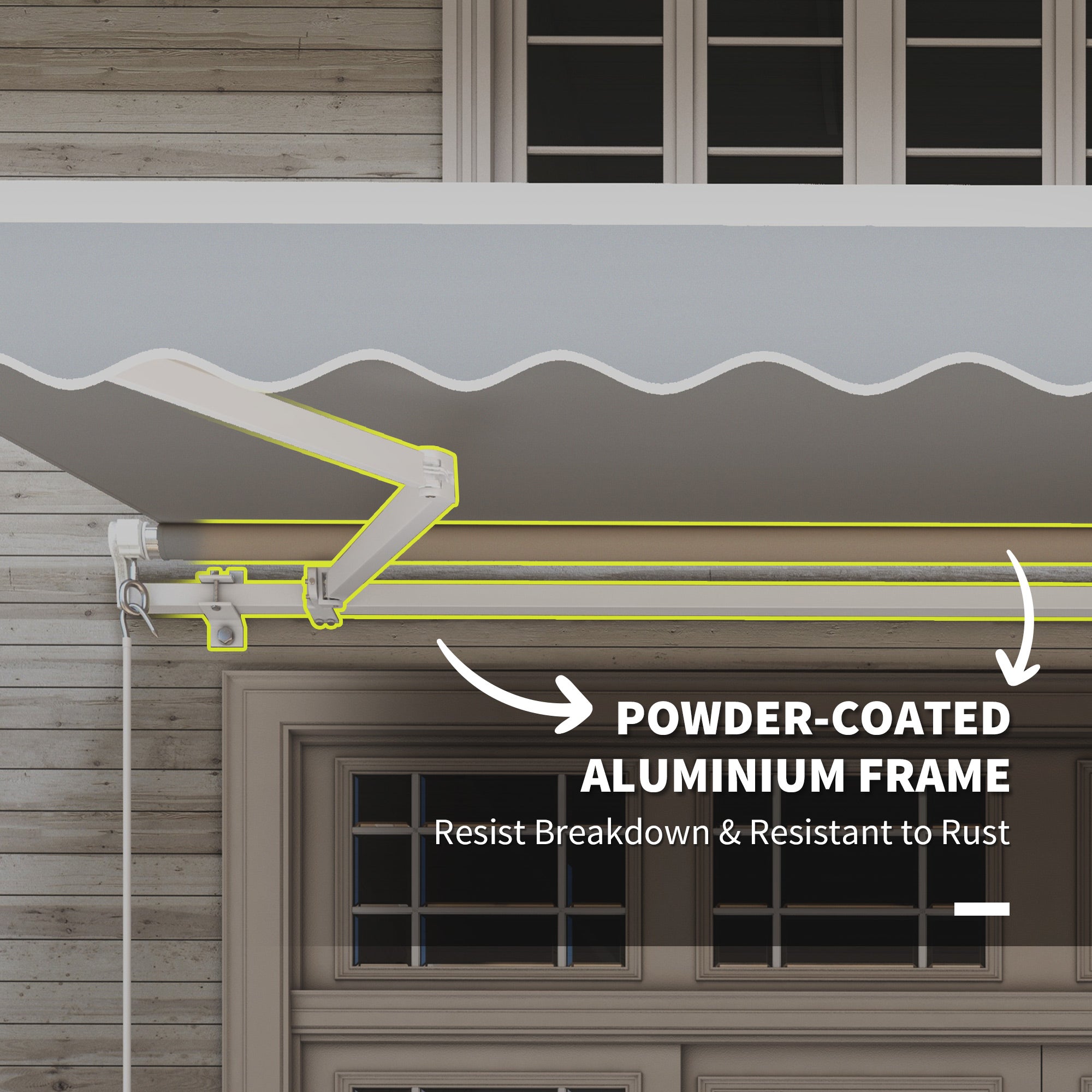 12' x 10' Retractable Awning Patio UV Resistant Fabric and Aluminum Frame for Deck, Balcony, Yard, Grey Deck Awnings at Gallery Canada