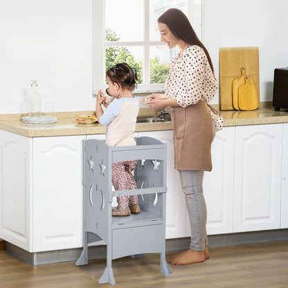 Step Stool with Safety Rail and Support Handles Kitchen Counter Step-up Helper Toddler & Kids Step Stools   at Gallery Canada