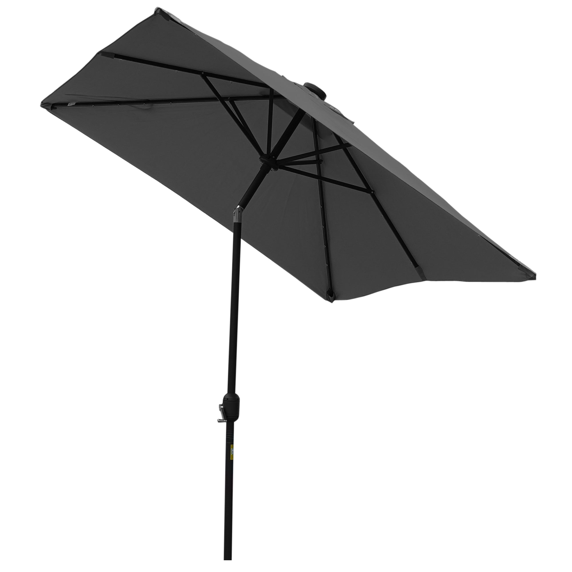 6' x 10' Patio Umbrella with 22 LED Solar Lights and Tilt, Rectangular Outdoor Table Umbrella with Crank, Dark Grey Sun Umbrellas Dark Grey at Gallery Canada