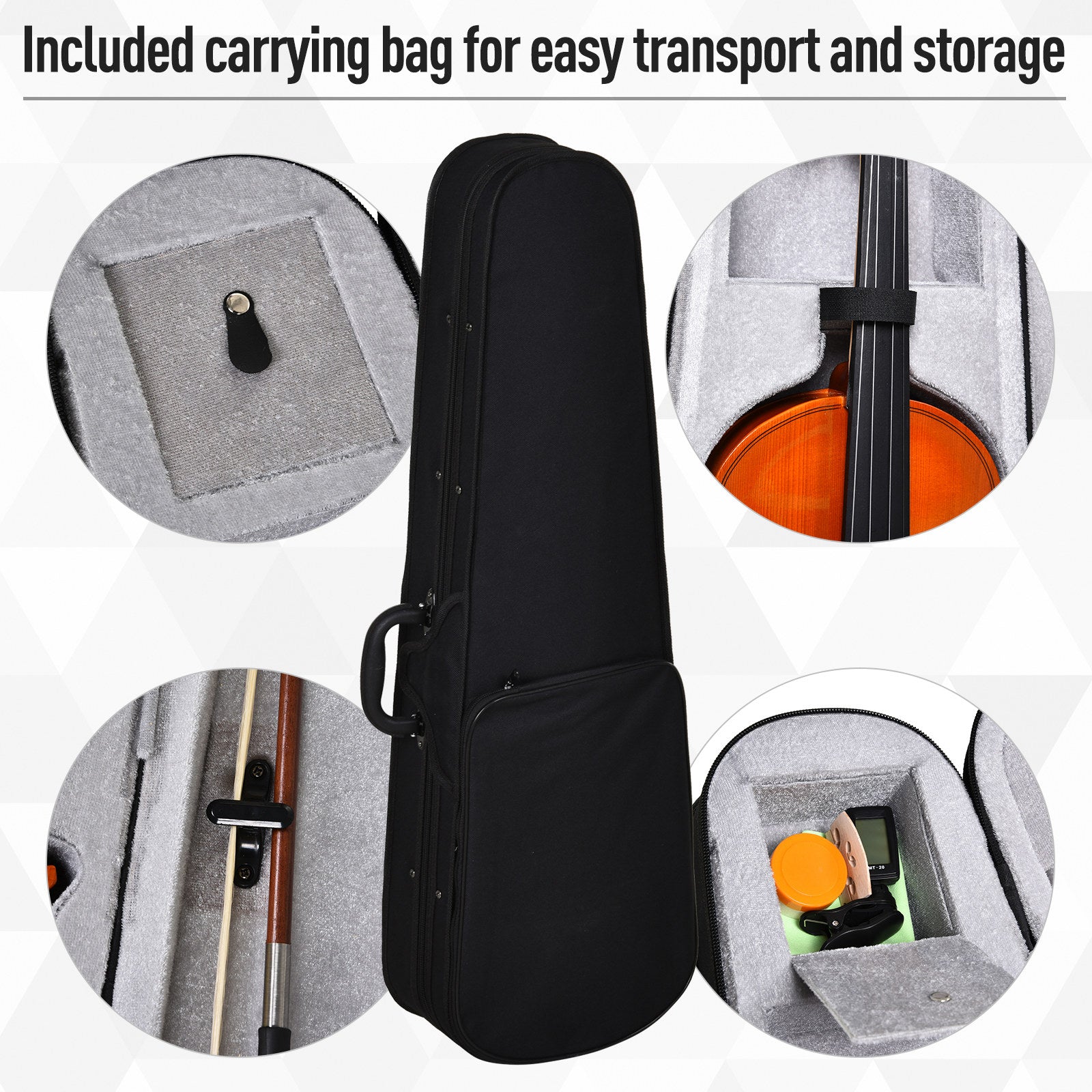4/4 Violin Maple Wood Full Set of Accessories Storage Box, Orange Electronic Musical Pianos at Gallery Canada
