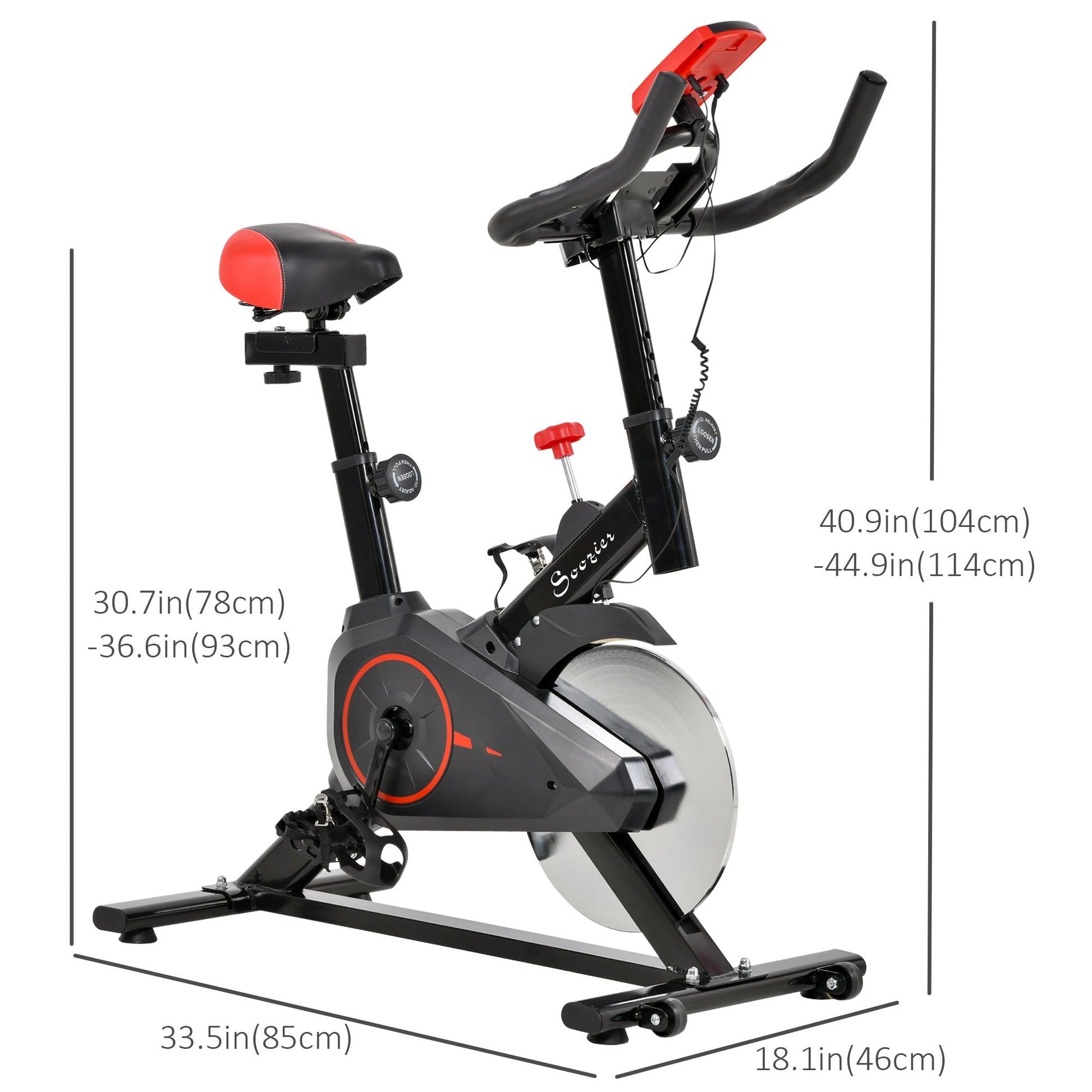 Upright Exercise Bike Indoor Bicycle Cardio Workout Cycling Machine Fitness Equipment for Home Gym w/ Adjustable Resistance Flywheel LCD Monitor Exercise & Stationary Bikes Black  at Gallery Canada