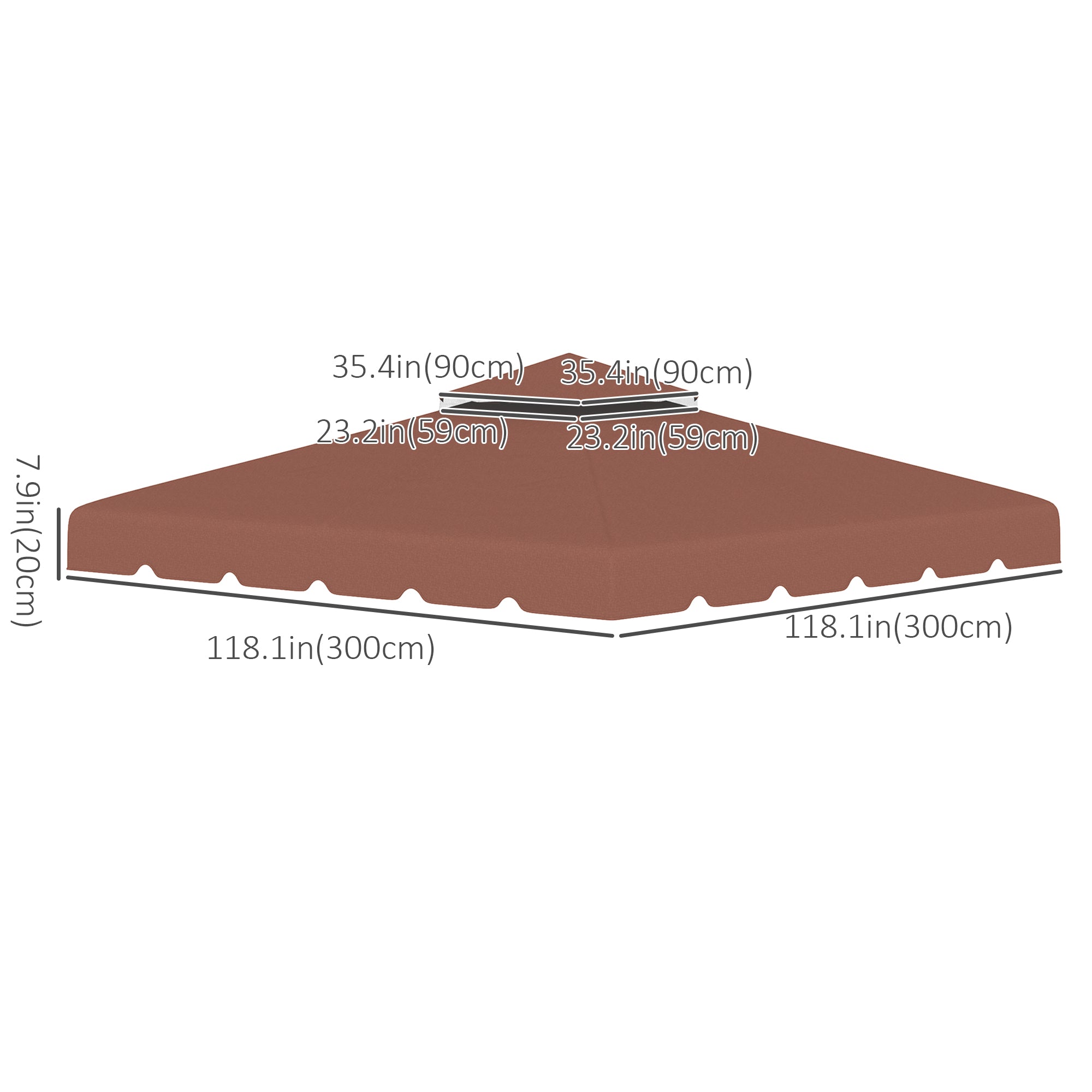 9.8' x 9.8' Gazebo Replacement Canopy, Gazebo Top Cover with Double Vented Roof for Garden Patio Outdoor TOP ONLY, Coffee Gazebo Canopy Replacement at Gallery Canada