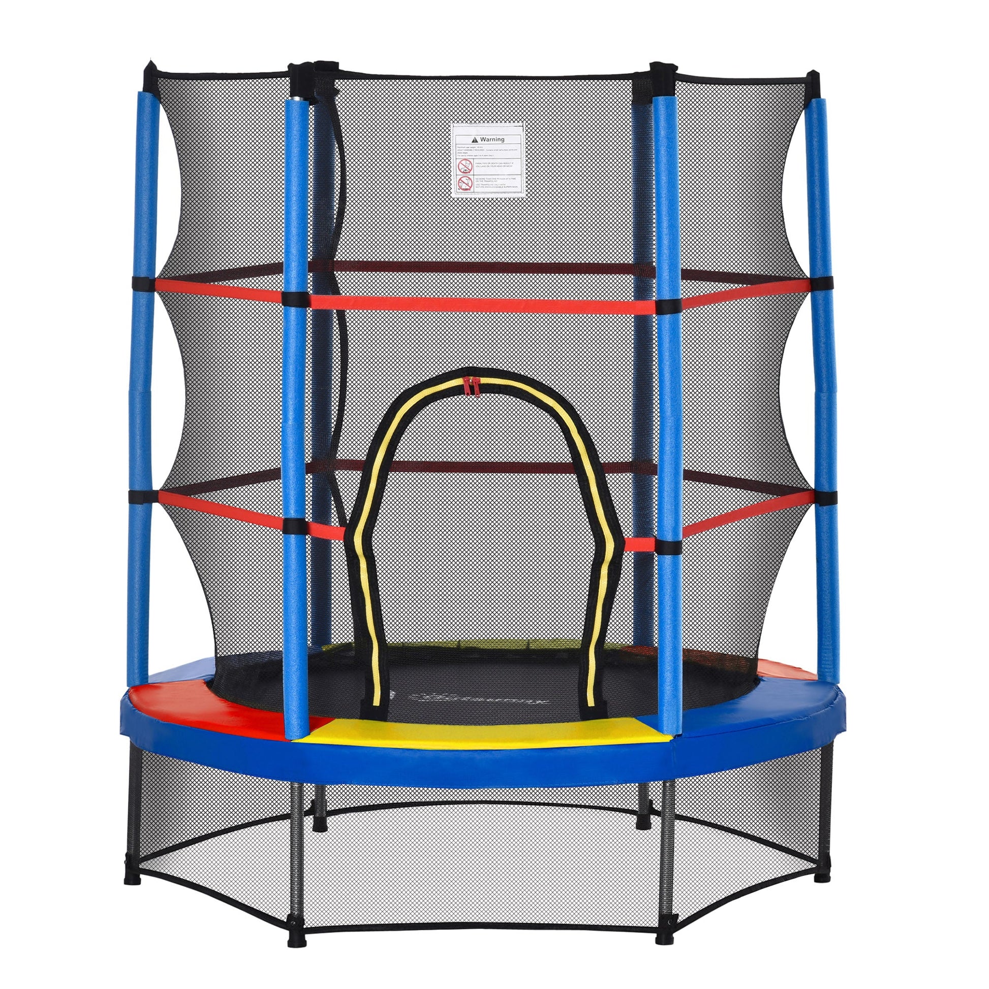 Φ55" Kids Trampoline with Enclosure Net Steel Frame Indoor Round Bouncer Rebounder Age 3 to 6 Years Old Multi-Coloured Trampolines Multi Colour  at Gallery Canada