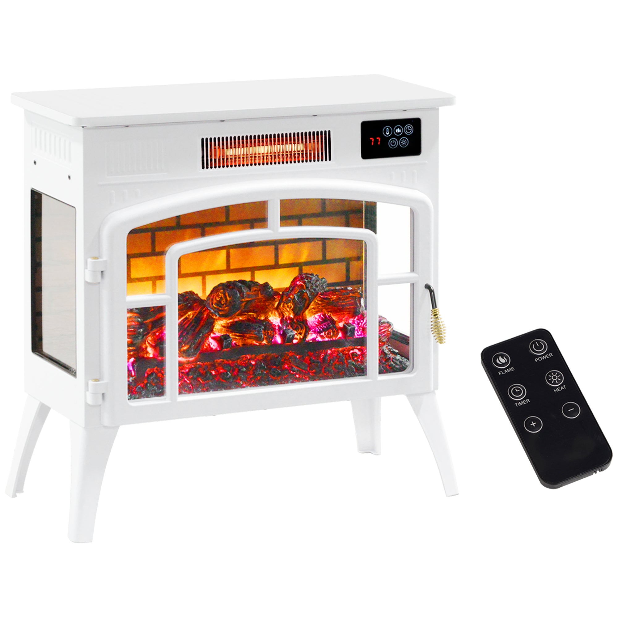 Electric Fireplace Stove, Infrared Fireplace Heater with Realistic Flame, Adjustable Temperature, 1500W, White Electric Fireplaces   at Gallery Canada