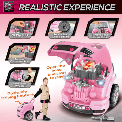 Mechanic Kids Truck Engine Toy Set, Car Service Play Set, Pink Workbench Toy Sets   at Gallery Canada